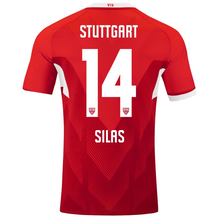 Kinder Fußball Silas #14 Rot Weiß Auswärtstrikot Trikot 2024/25 T-Shirt Luxemburg