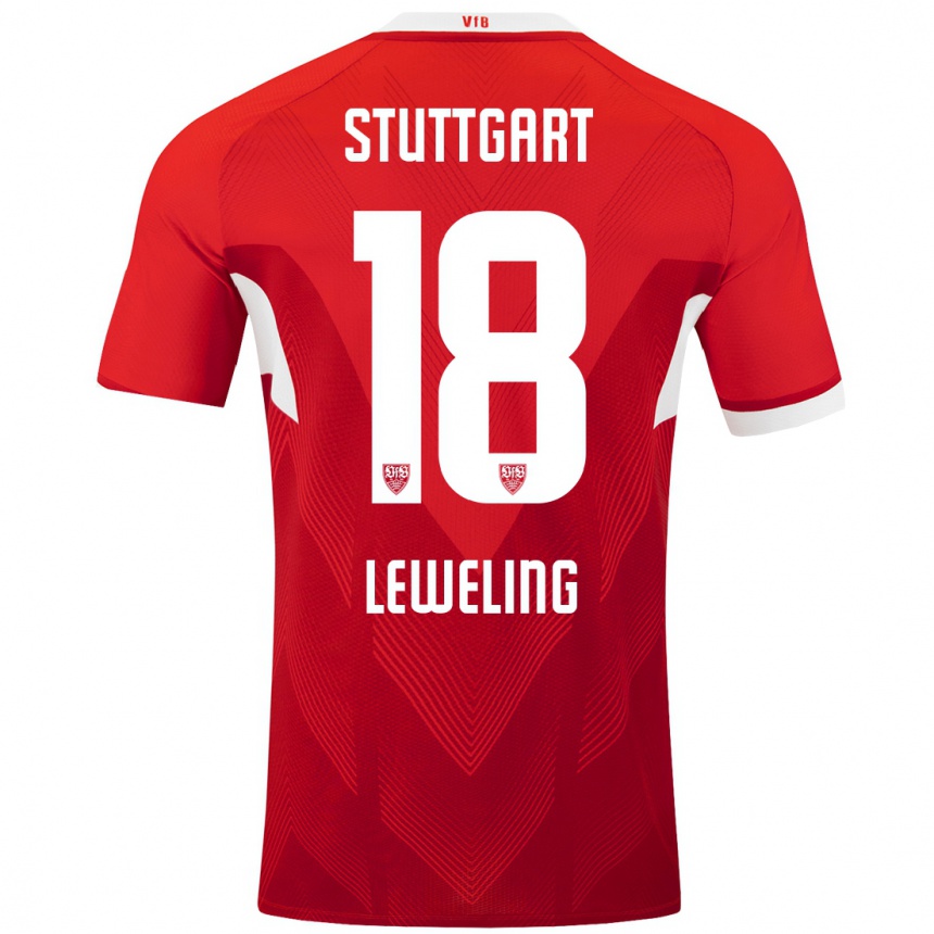 Kinder Fußball Jamie Leweling #18 Rot Weiß Auswärtstrikot Trikot 2024/25 T-Shirt Luxemburg