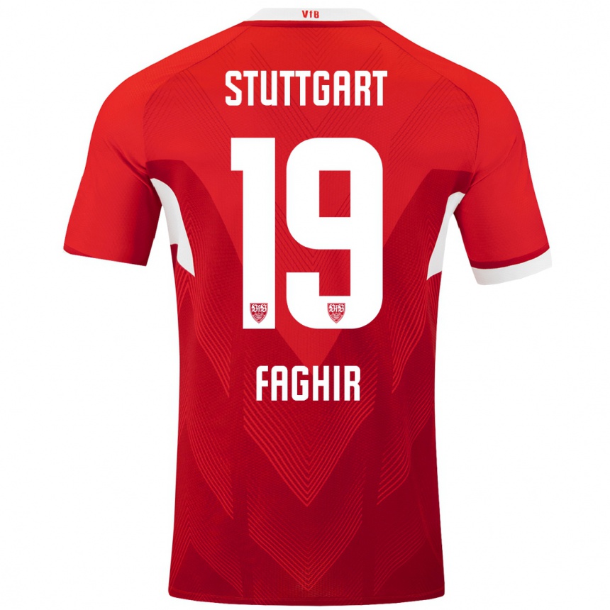 Kinder Fußball Wahid Faghir #19 Rot Weiß Auswärtstrikot Trikot 2024/25 T-Shirt Luxemburg