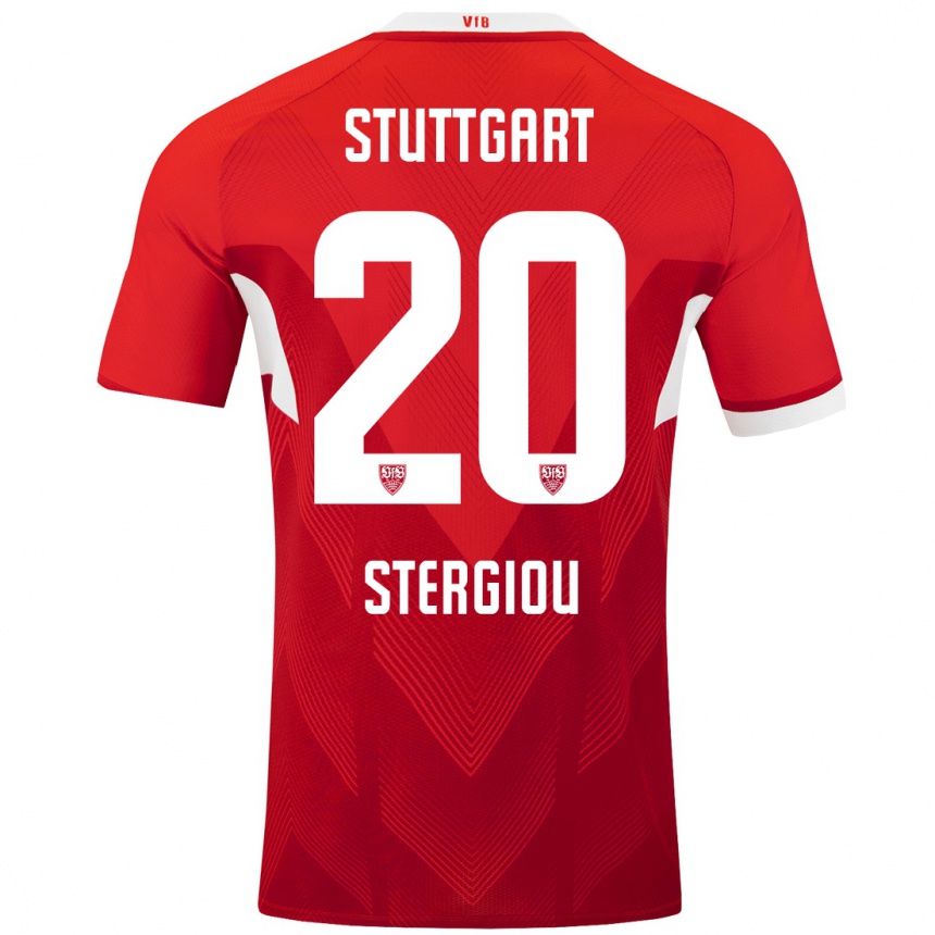 Kinder Fußball Leonidas Stergiou #20 Rot Weiß Auswärtstrikot Trikot 2024/25 T-Shirt Luxemburg