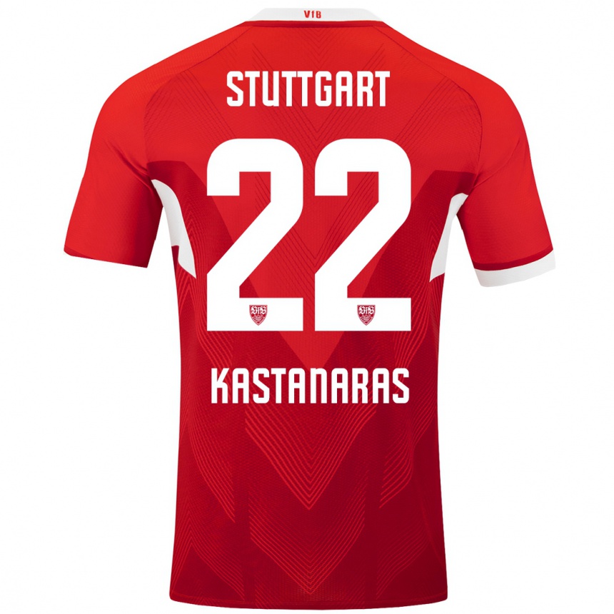 Kinder Fußball Thomas Kastanaras #22 Rot Weiß Auswärtstrikot Trikot 2024/25 T-Shirt Luxemburg