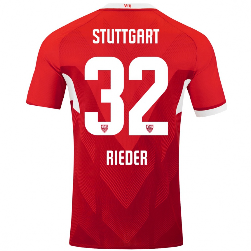 Kinder Fußball Fabian Rieder #32 Rot Weiß Auswärtstrikot Trikot 2024/25 T-Shirt Luxemburg