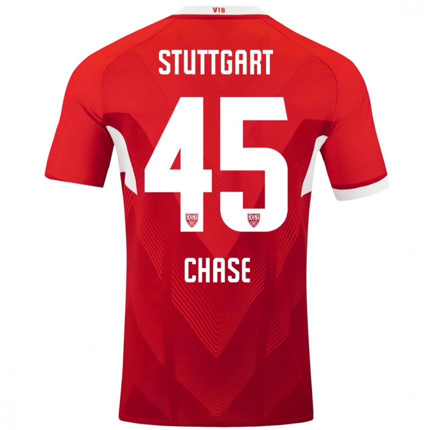 Kinder Fußball Anrie Chase #45 Rot Weiß Auswärtstrikot Trikot 2024/25 T-Shirt Luxemburg