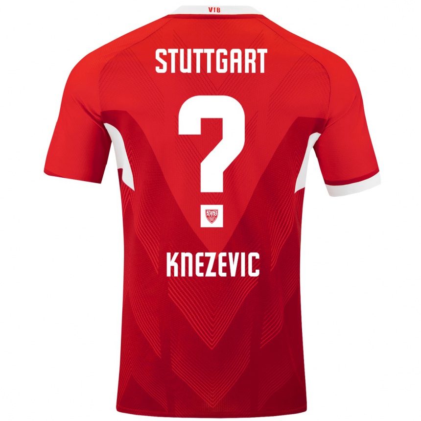 Kinder Fußball Ivan Knezevic #0 Rot Weiß Auswärtstrikot Trikot 2024/25 T-Shirt Luxemburg