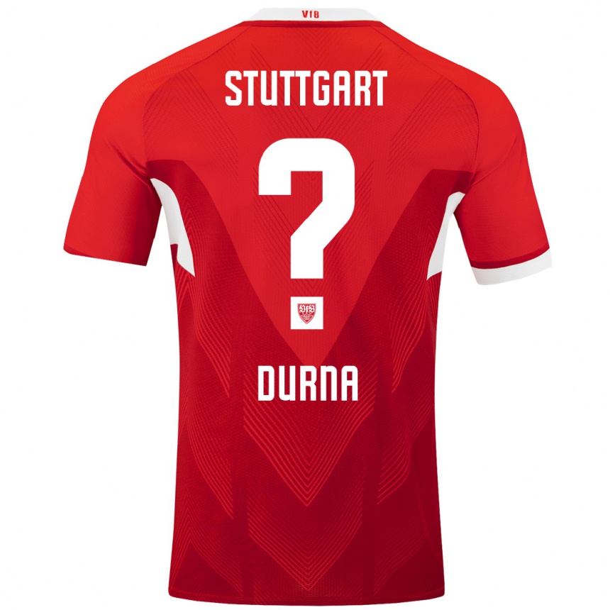 Kinder Fußball Tuncay Durna #0 Rot Weiß Auswärtstrikot Trikot 2024/25 T-Shirt Luxemburg