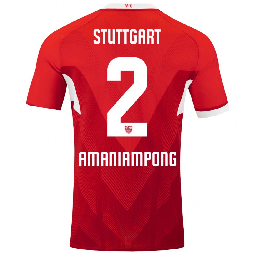 Kinder Fußball Kaden Amaniampong #2 Rot Weiß Auswärtstrikot Trikot 2024/25 T-Shirt Luxemburg