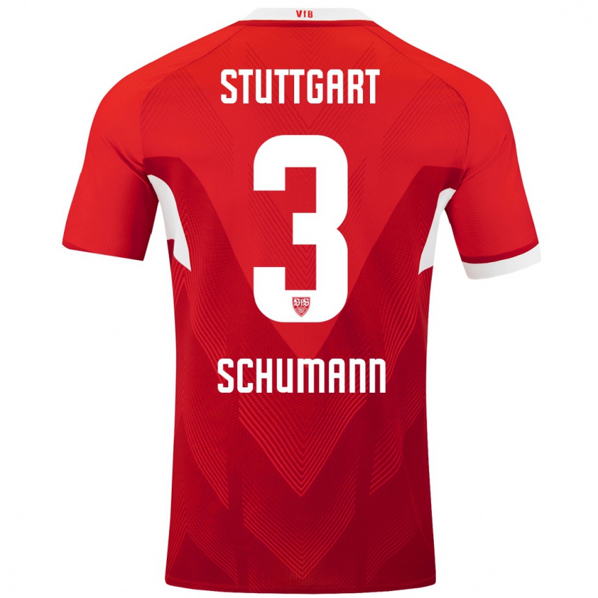 Kinder Fußball Frederik Schumann #3 Rot Weiß Auswärtstrikot Trikot 2024/25 T-Shirt Luxemburg