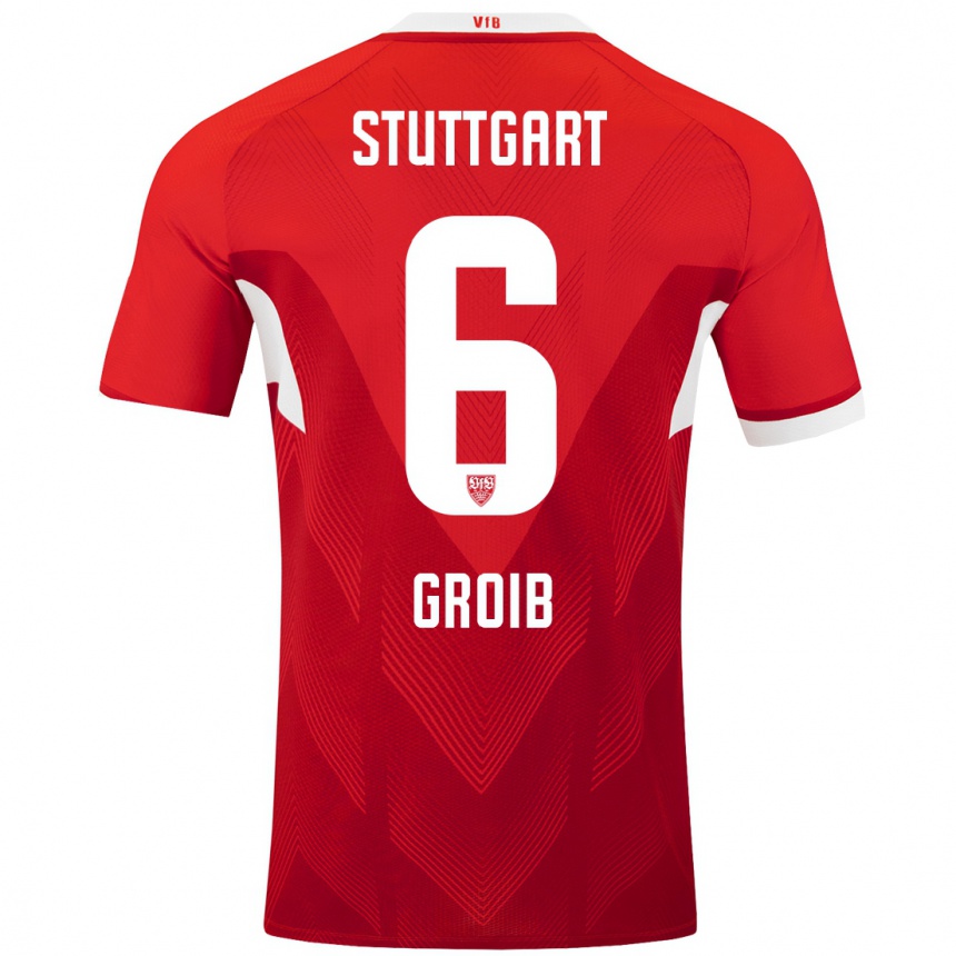 Kinder Fußball Alexander Groiß #6 Rot Weiß Auswärtstrikot Trikot 2024/25 T-Shirt Luxemburg