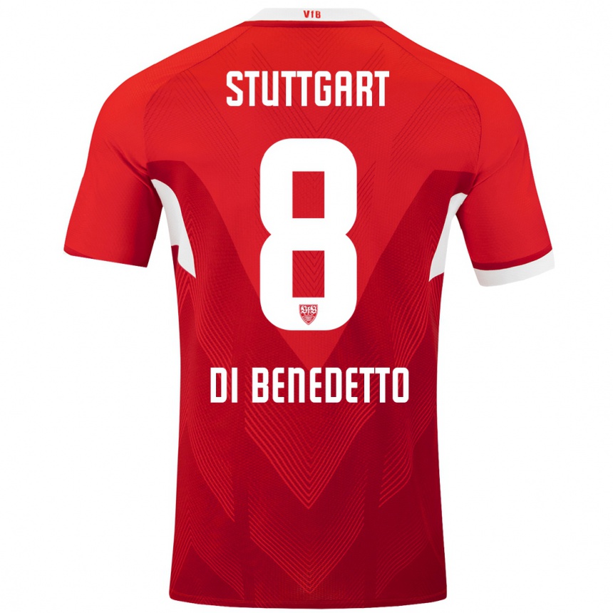 Kinder Fußball Samuele Di Benedetto #8 Rot Weiß Auswärtstrikot Trikot 2024/25 T-Shirt Luxemburg