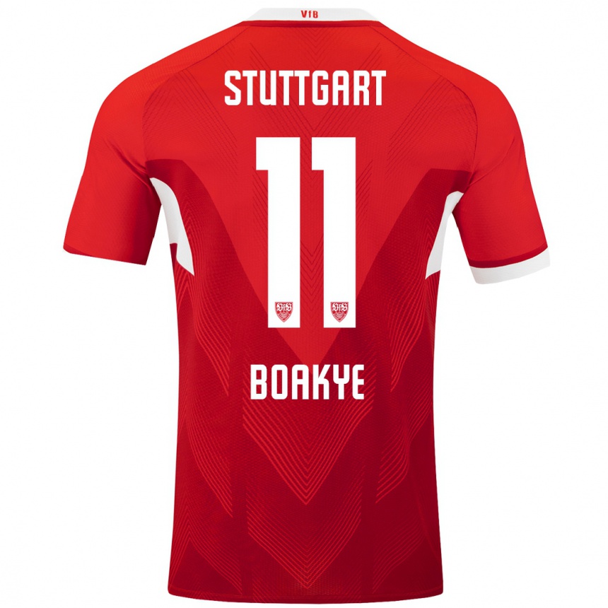 Kinder Fußball Benjamin Boakye #11 Rot Weiß Auswärtstrikot Trikot 2024/25 T-Shirt Luxemburg