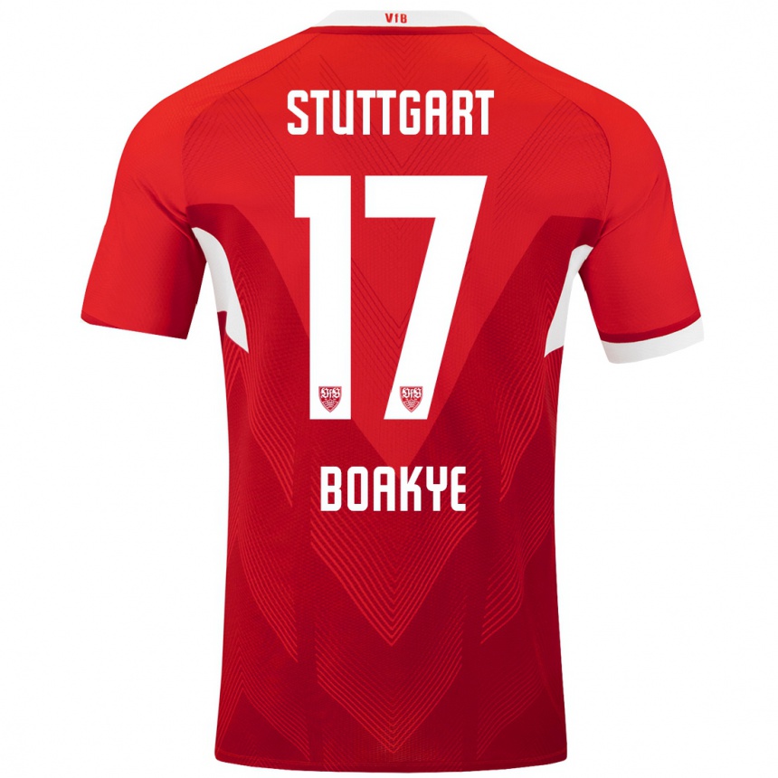 Kinder Fußball Maurice Boakye #17 Rot Weiß Auswärtstrikot Trikot 2024/25 T-Shirt Luxemburg