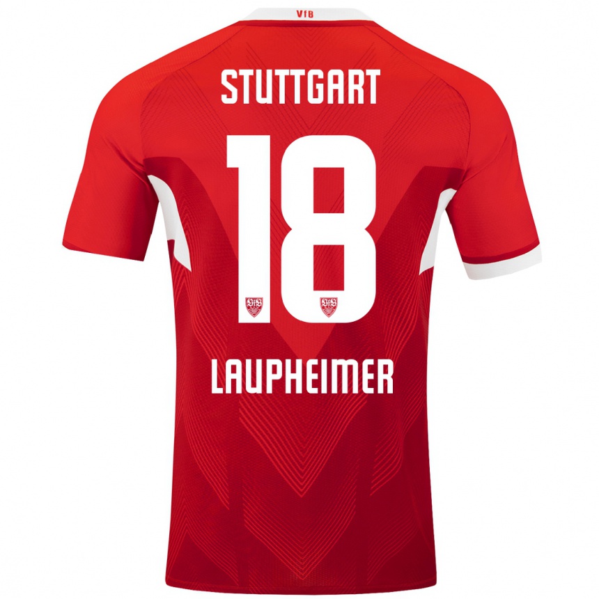 Kinder Fußball Lukas Laupheimer #18 Rot Weiß Auswärtstrikot Trikot 2024/25 T-Shirt Luxemburg