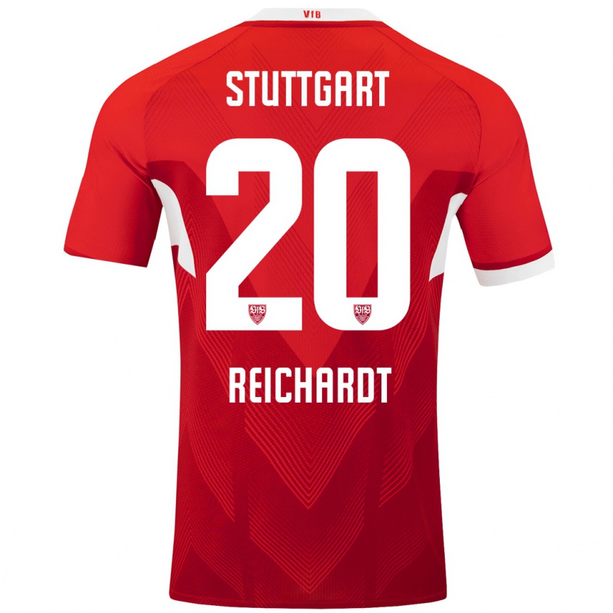 Kinder Fußball Leon Reichardt #20 Rot Weiß Auswärtstrikot Trikot 2024/25 T-Shirt Luxemburg