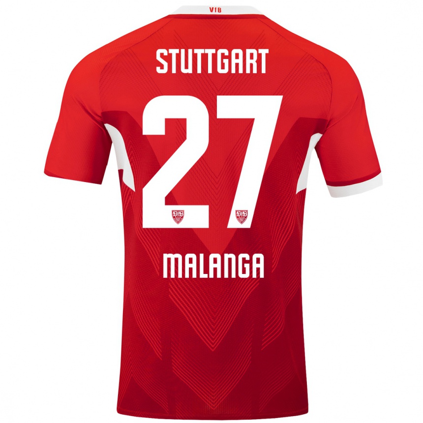 Kinder Fußball Jarzinho Malanga #27 Rot Weiß Auswärtstrikot Trikot 2024/25 T-Shirt Luxemburg