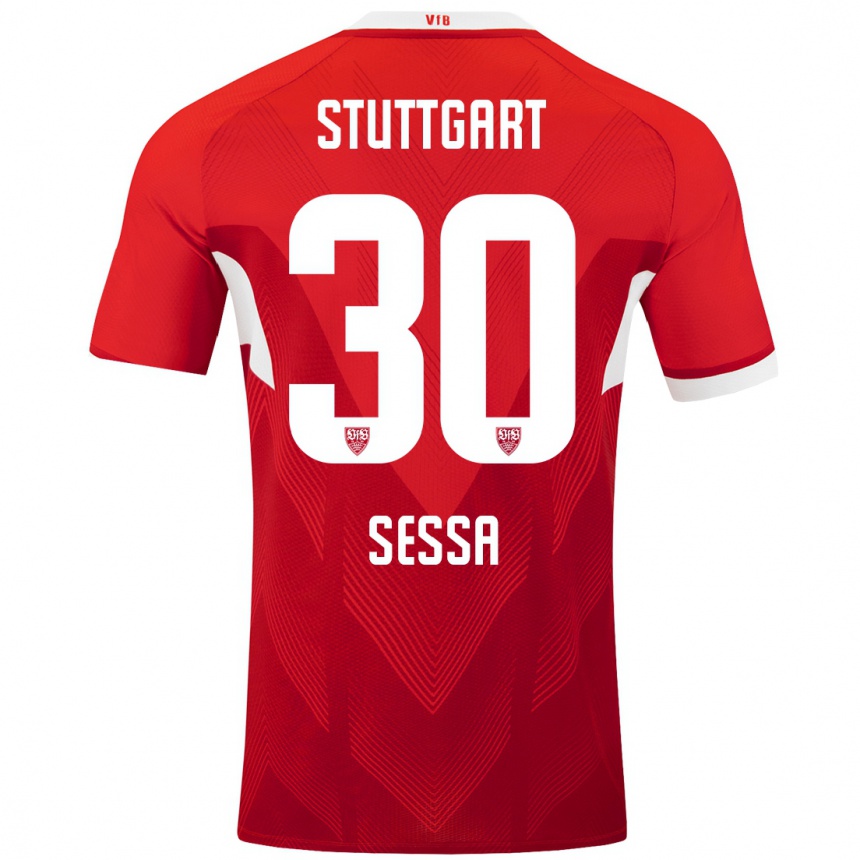 Kinder Fußball Nicolas Sessa #30 Rot Weiß Auswärtstrikot Trikot 2024/25 T-Shirt Luxemburg