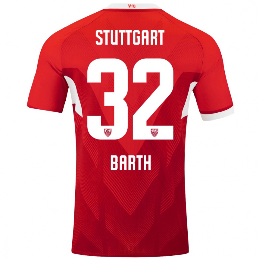 Kinder Fußball Tom Barth #32 Rot Weiß Auswärtstrikot Trikot 2024/25 T-Shirt Luxemburg