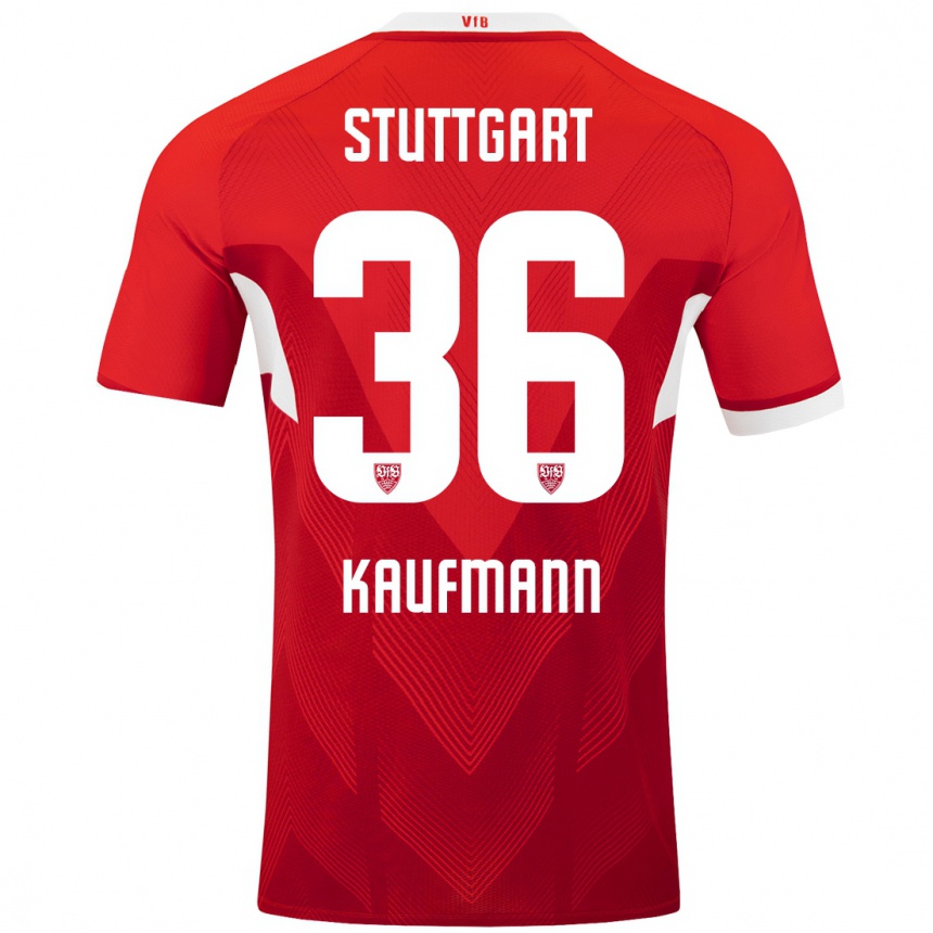 Kinder Fußball Tino Kaufmann #36 Rot Weiß Auswärtstrikot Trikot 2024/25 T-Shirt Luxemburg