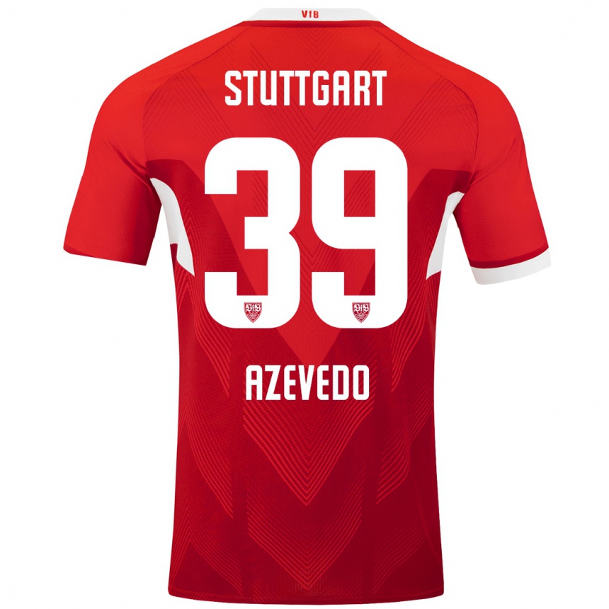 Kinder Fußball Alexandre Azevedo #39 Rot Weiß Auswärtstrikot Trikot 2024/25 T-Shirt Luxemburg