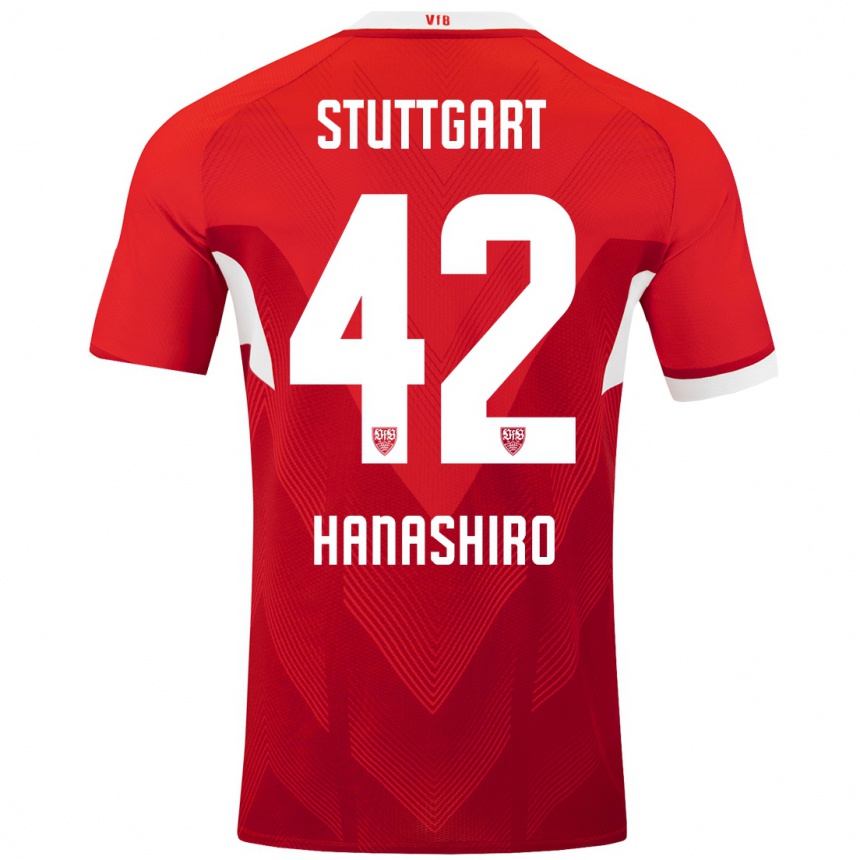 Kinder Fußball Rinto Hanashiro #42 Rot Weiß Auswärtstrikot Trikot 2024/25 T-Shirt Luxemburg