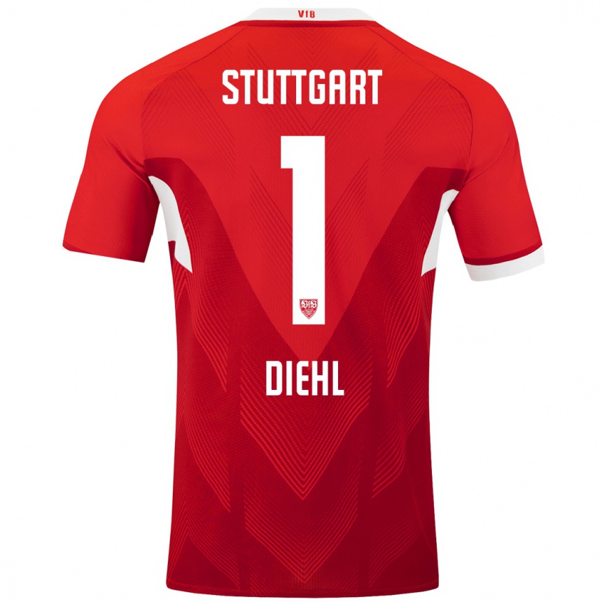 Kinder Fußball Vanessa Diehl #1 Rot Weiß Auswärtstrikot Trikot 2024/25 T-Shirt Luxemburg