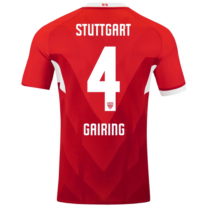 Kinder Fußball Nadine Gairing #4 Rot Weiß Auswärtstrikot Trikot 2024/25 T-Shirt Luxemburg