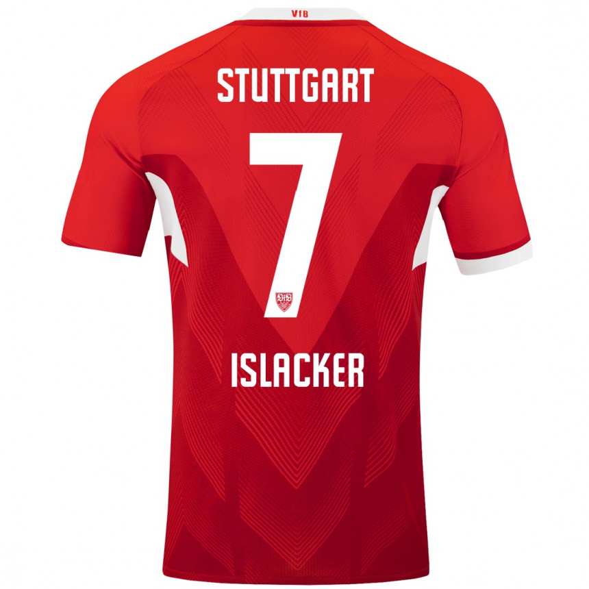 Kinder Fußball Mandy Islacker #7 Rot Weiß Auswärtstrikot Trikot 2024/25 T-Shirt Luxemburg