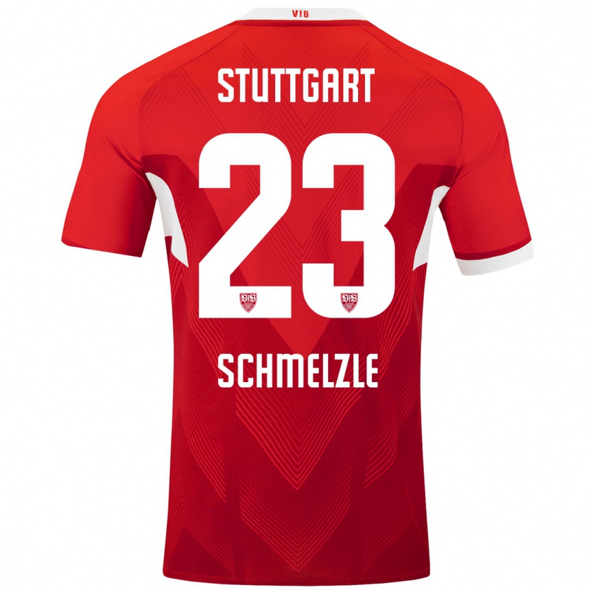 Kinder Fußball Marlen Schmelzle #23 Rot Weiß Auswärtstrikot Trikot 2024/25 T-Shirt Luxemburg