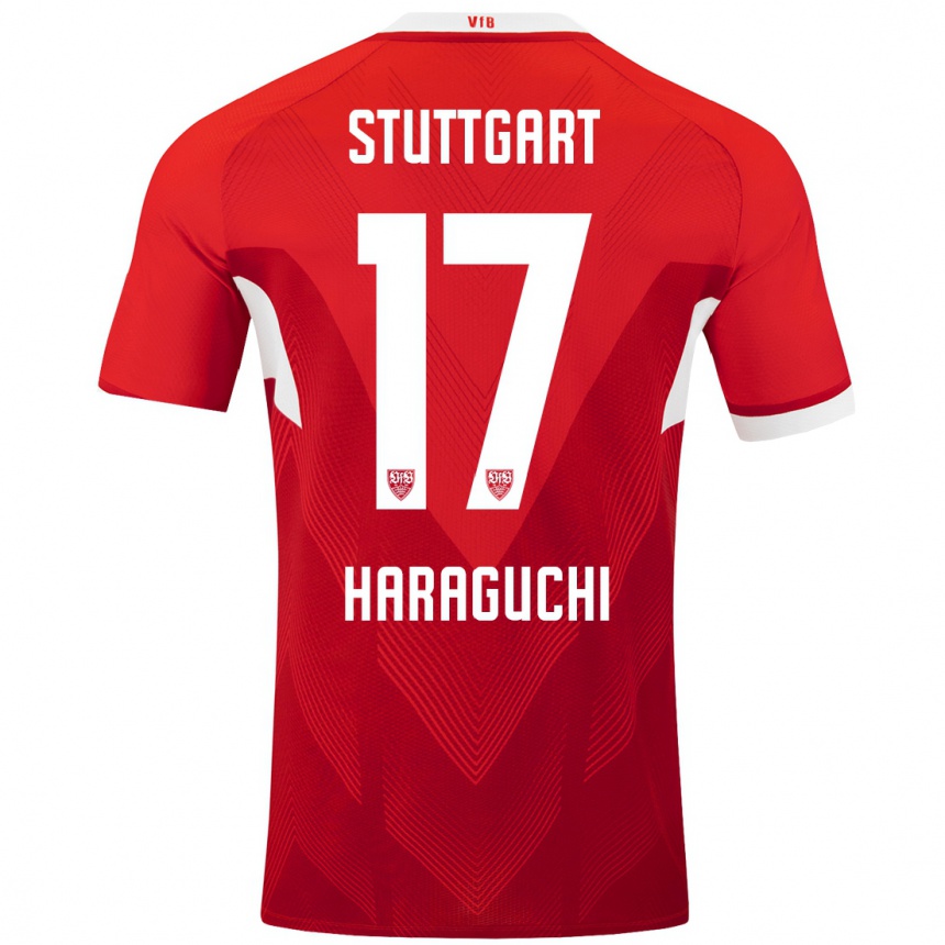 Kinder Fußball Genki Haraguchi #17 Rot Weiß Auswärtstrikot Trikot 2024/25 T-Shirt Luxemburg