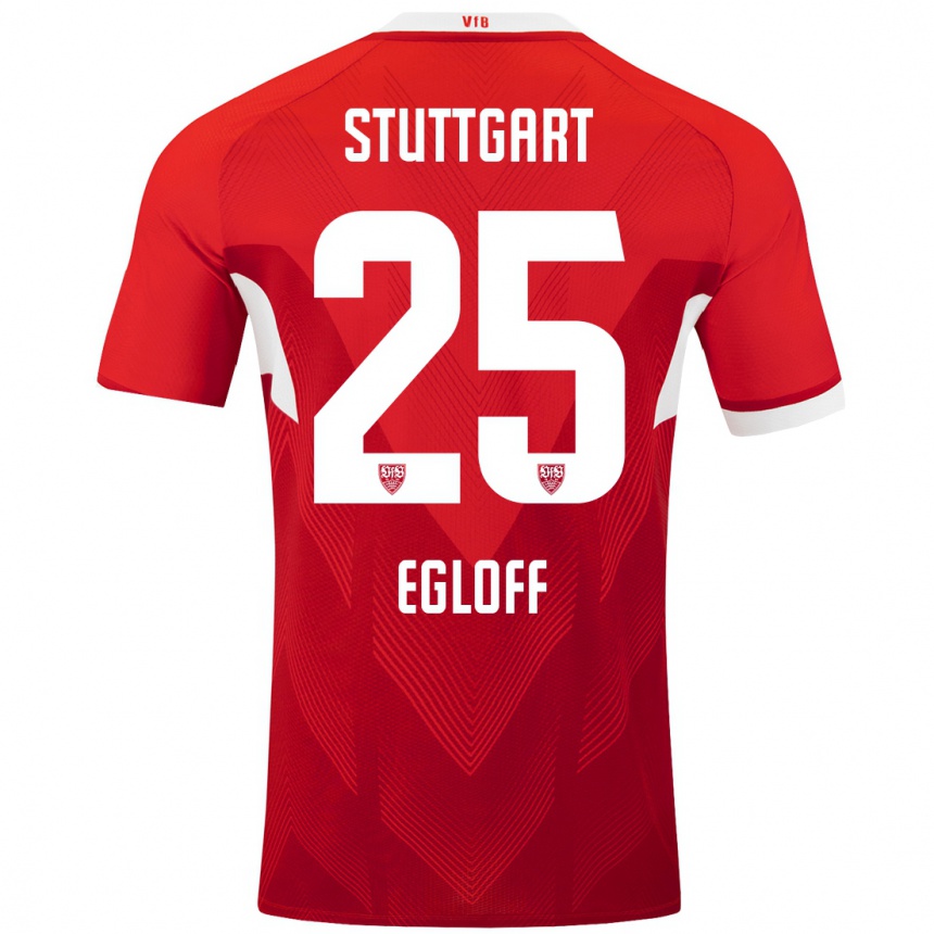 Kinder Fußball Lilian Egloff #25 Rot Weiß Auswärtstrikot Trikot 2024/25 T-Shirt Luxemburg