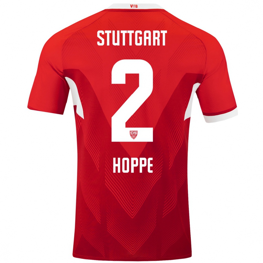 Kinder Fußball Mattis Hoppe #2 Rot Weiß Auswärtstrikot Trikot 2024/25 T-Shirt Luxemburg