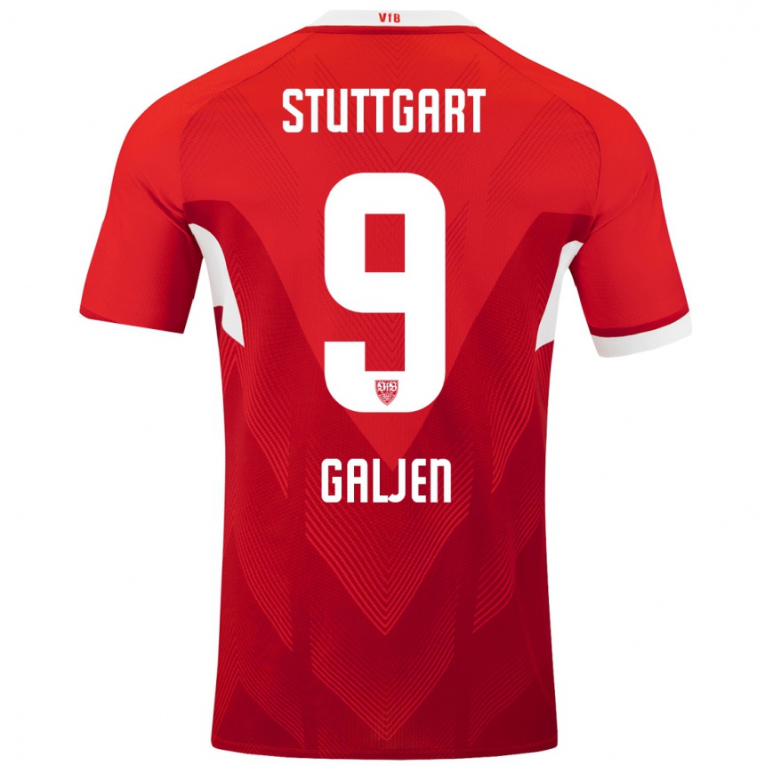 Kinder Fußball Dejan Galjen #9 Rot Weiß Auswärtstrikot Trikot 2024/25 T-Shirt Luxemburg