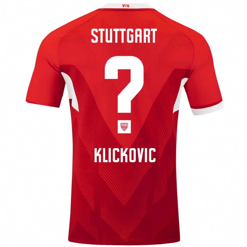 Kinder Fußball Maksim Klickovic #0 Rot Weiß Auswärtstrikot Trikot 2024/25 T-Shirt Luxemburg