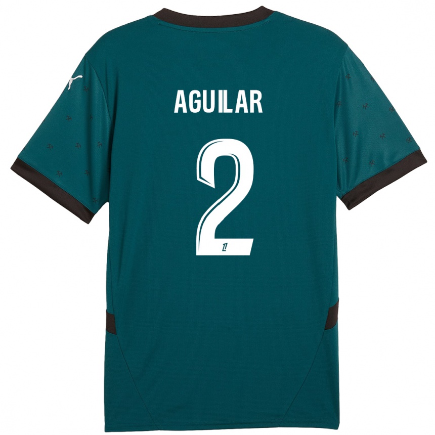 Kinder Fußball Ruben Aguilar #2 Dunkelgrün Auswärtstrikot Trikot 2024/25 T-Shirt Luxemburg