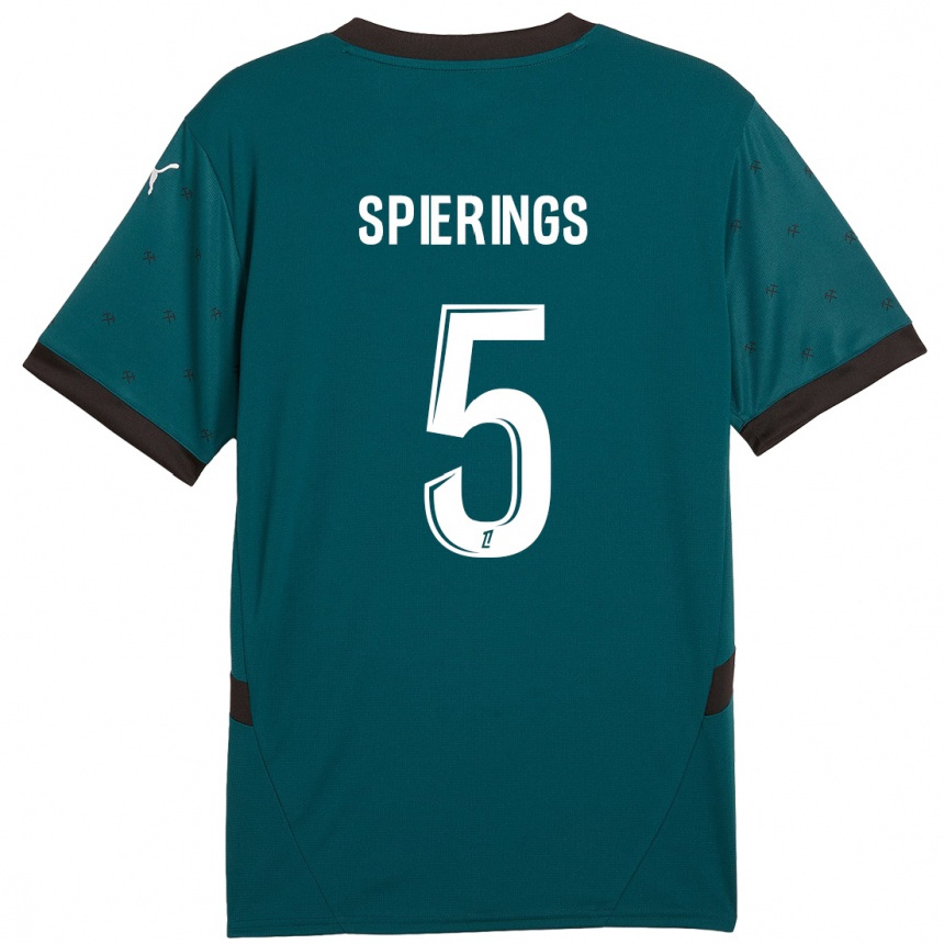 Kinder Fußball Stijn Spierings #5 Dunkelgrün Auswärtstrikot Trikot 2024/25 T-Shirt Luxemburg