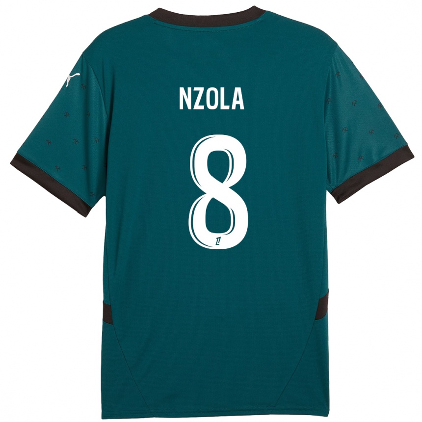 Kinder Fußball M'bala Nzola #8 Dunkelgrün Auswärtstrikot Trikot 2024/25 T-Shirt Luxemburg