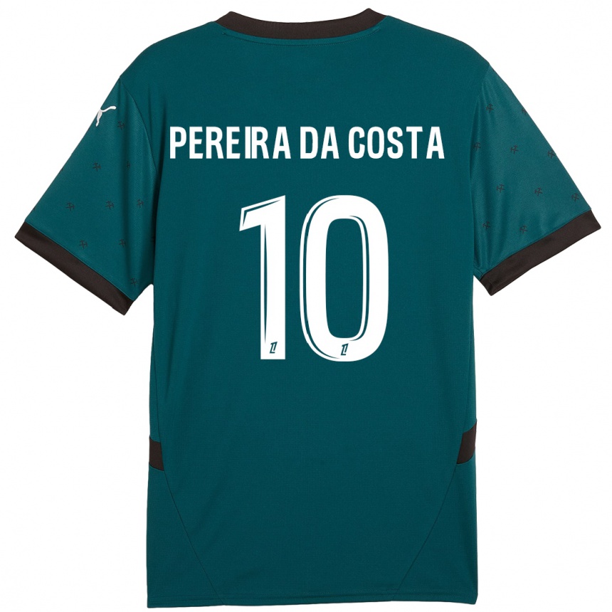 Kinder Fußball David Pereira Da Costa #10 Dunkelgrün Auswärtstrikot Trikot 2024/25 T-Shirt Luxemburg