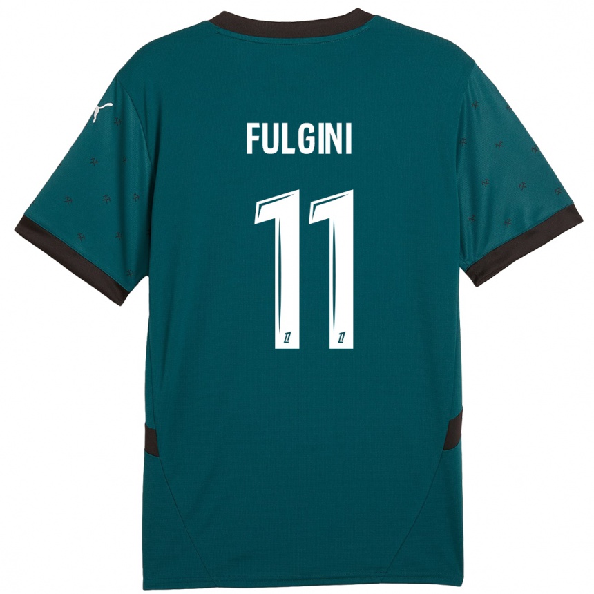 Kinder Fußball Angelo Fulgini #11 Dunkelgrün Auswärtstrikot Trikot 2024/25 T-Shirt Luxemburg