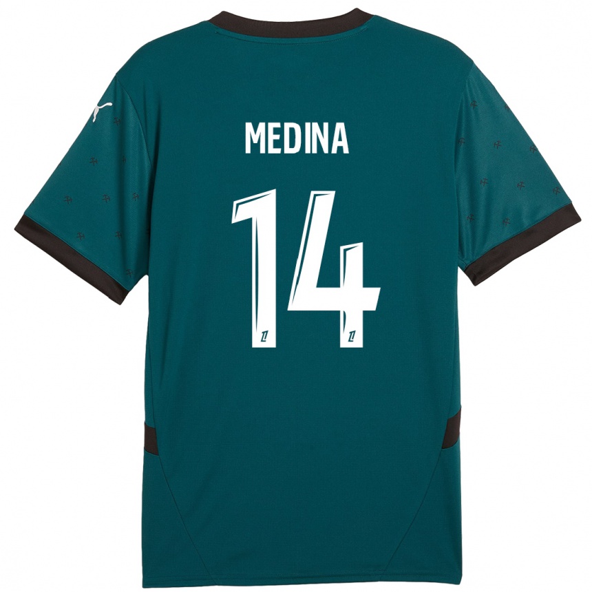 Kinder Fußball Facundo Medina #14 Dunkelgrün Auswärtstrikot Trikot 2024/25 T-Shirt Luxemburg