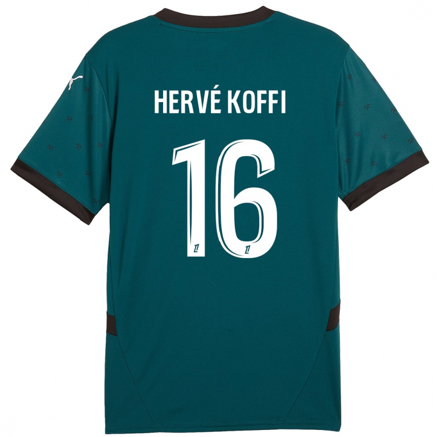 Kinder Fußball Hervé Koffi #16 Dunkelgrün Auswärtstrikot Trikot 2024/25 T-Shirt Luxemburg