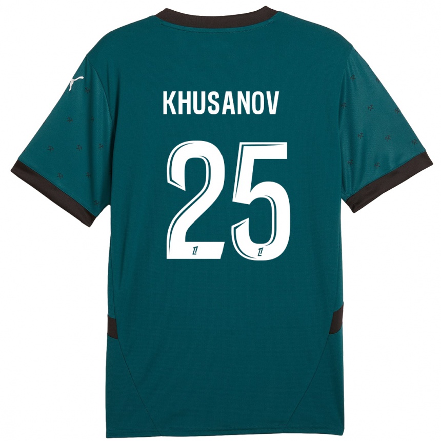 Kinder Fußball Abdukodir Khusanov #25 Dunkelgrün Auswärtstrikot Trikot 2024/25 T-Shirt Luxemburg