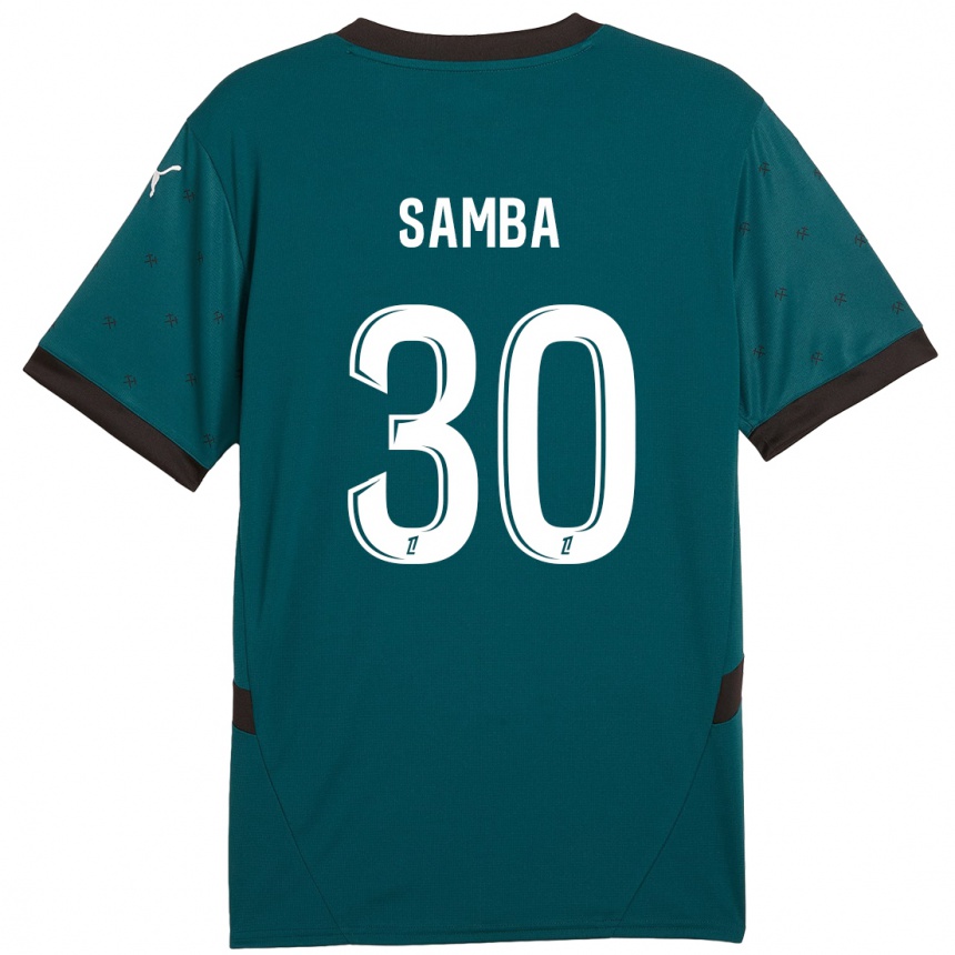 Kinder Fußball Brice Samba #30 Dunkelgrün Auswärtstrikot Trikot 2024/25 T-Shirt Luxemburg