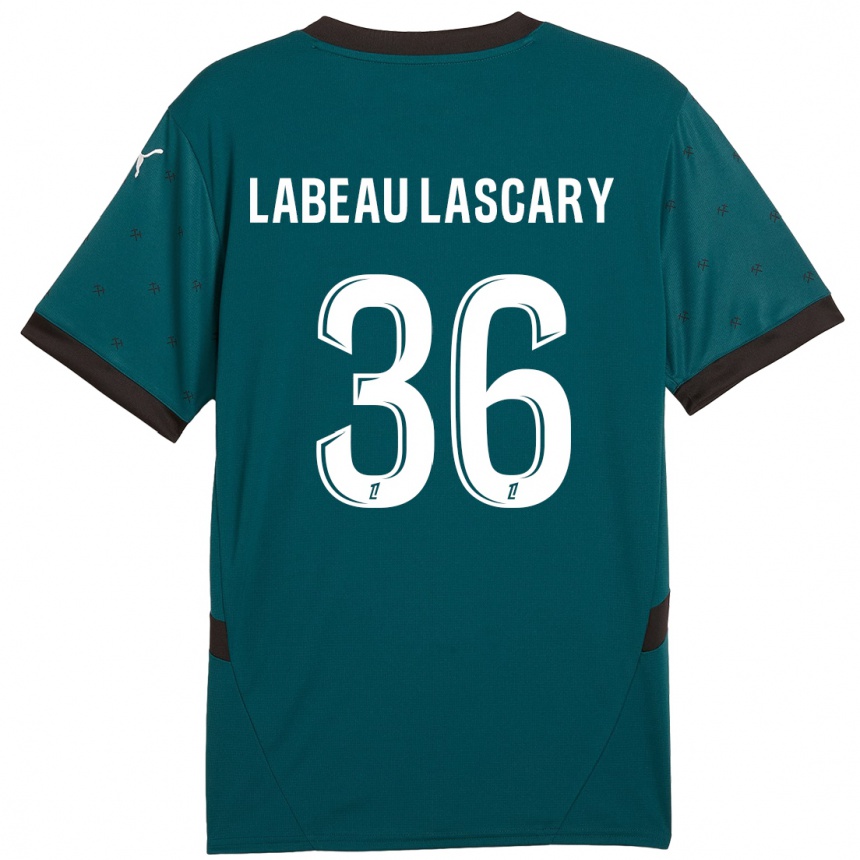 Kinder Fußball Rémy Labeau Lascary #36 Dunkelgrün Auswärtstrikot Trikot 2024/25 T-Shirt Luxemburg