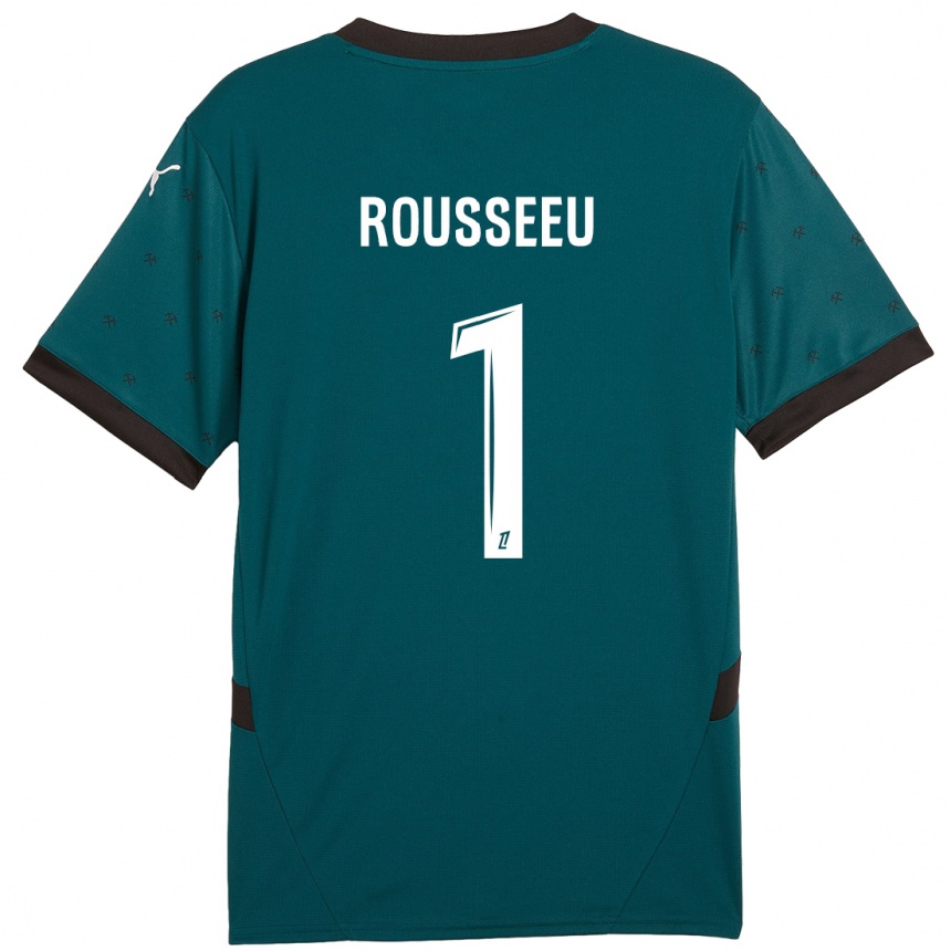 Kinder Fußball Justine Rousseeu #1 Dunkelgrün Auswärtstrikot Trikot 2024/25 T-Shirt Luxemburg