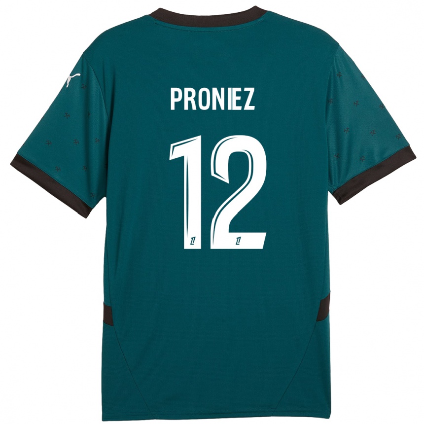 Kinder Fußball Fany Proniez #12 Dunkelgrün Auswärtstrikot Trikot 2024/25 T-Shirt Luxemburg