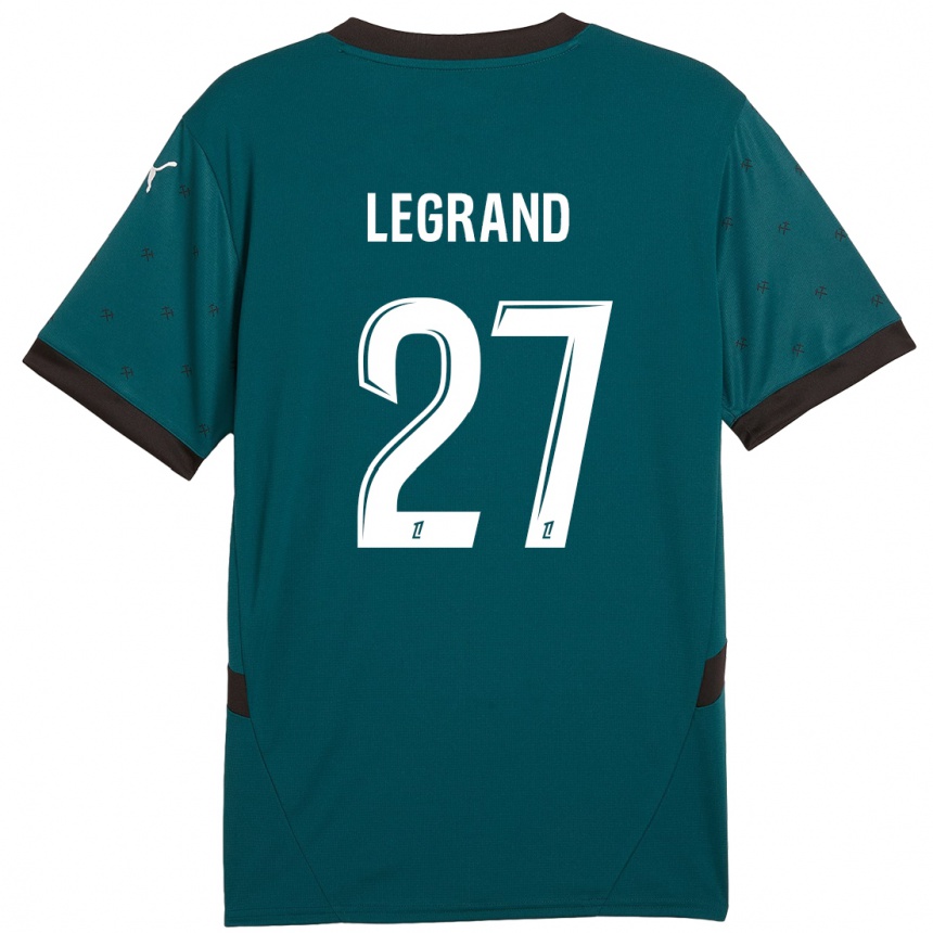 Kinder Fußball Bérénice Legrand #27 Dunkelgrün Auswärtstrikot Trikot 2024/25 T-Shirt Luxemburg