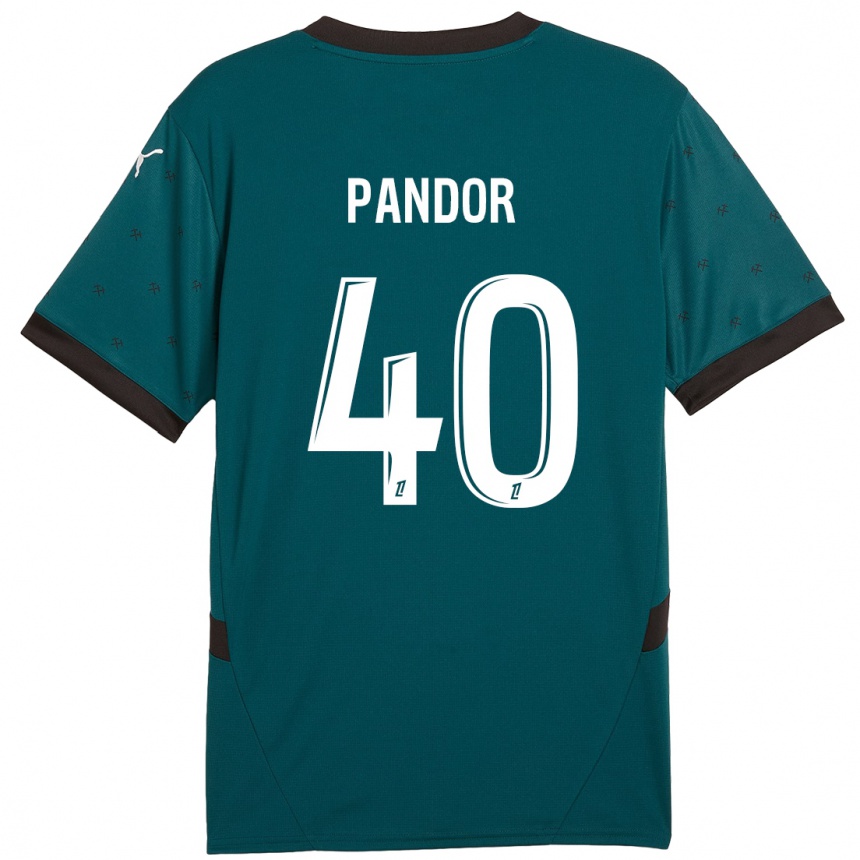 Kinder Fußball Yannick Pandor #40 Dunkelgrün Auswärtstrikot Trikot 2024/25 T-Shirt Luxemburg