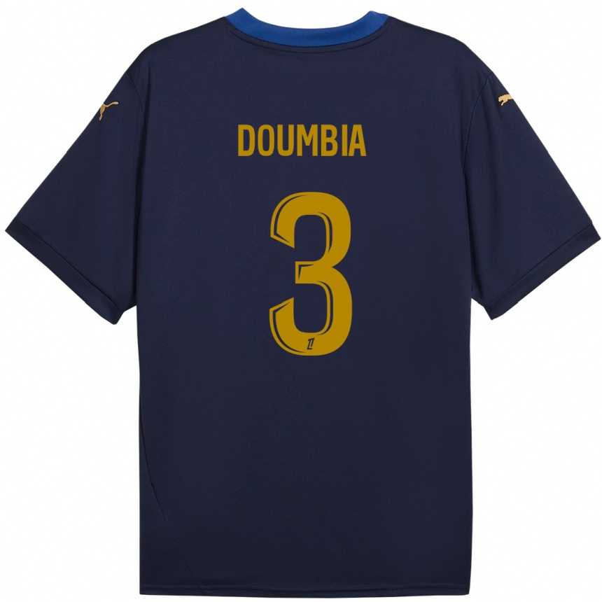 Kinder Fußball Kamory Doumbia #3 Marineblau Gold Auswärtstrikot Trikot 2024/25 T-Shirt Luxemburg