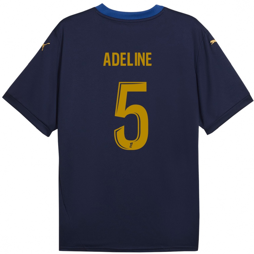 Kinder Fußball Martin Adeline #5 Marineblau Gold Auswärtstrikot Trikot 2024/25 T-Shirt Luxemburg