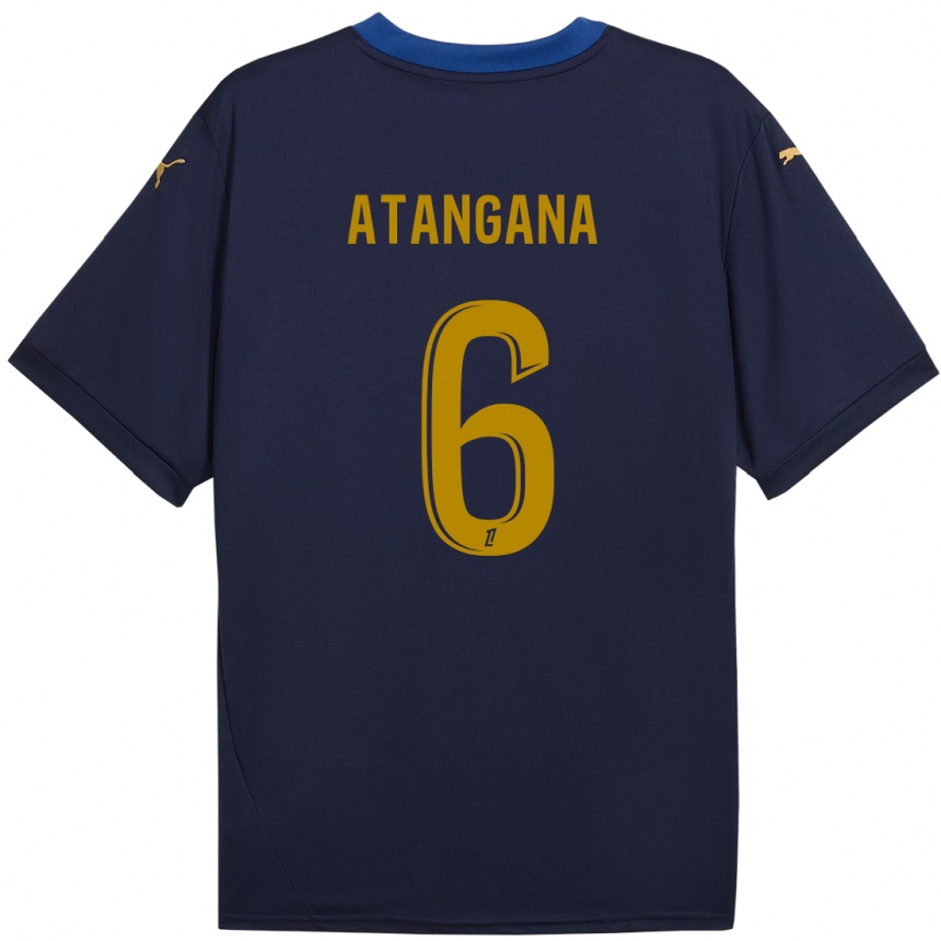 Kinder Fußball Valentin Atangana Edoa #6 Marineblau Gold Auswärtstrikot Trikot 2024/25 T-Shirt Luxemburg