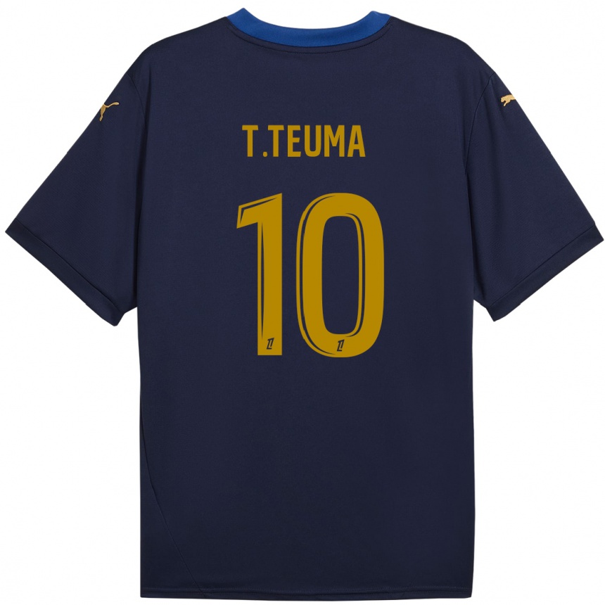 Kinder Fußball Teddy Teuma #10 Marineblau Gold Auswärtstrikot Trikot 2024/25 T-Shirt Luxemburg